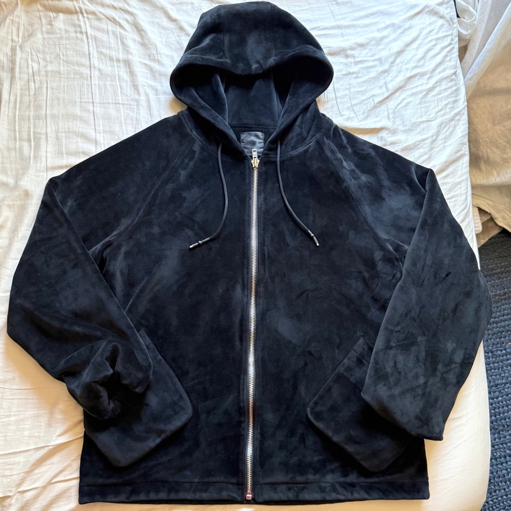 BABYGHOST black knit suede velvet full zip hoodie jacket